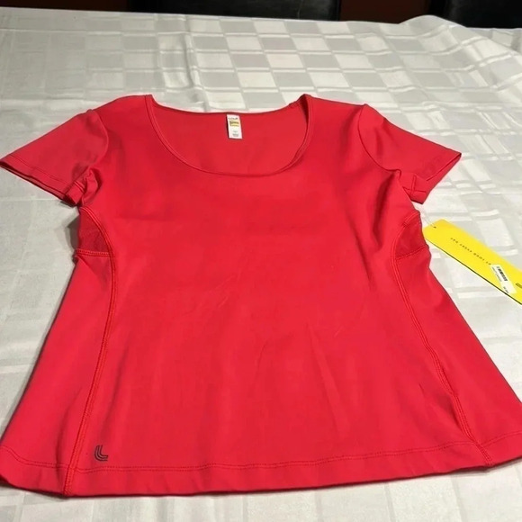 NWT LOLE CARDIO scoop neck sport top bright pink with mesh tee shirt - Picture 11 of 12